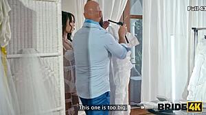 naughty bride cheats fucking neighbor on wedding couch