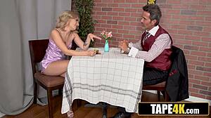 wild bride fucked waiter desk doggystyle cuck husband watches