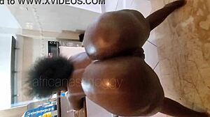 oiled ebony big ass shakes wildly under huge cock spanking