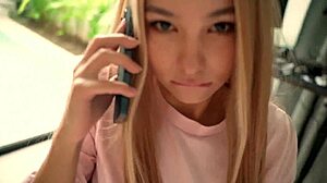 Sucked his cock deep while chatting stepmom on phone squirting moan fest