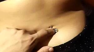 i get so relaxed massaging her sexy latina belly button natural tits