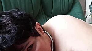 french maid marie chienne sucks two guys with uro play