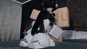 Ghost girl bends over for quickie doggystyle blowjob game
