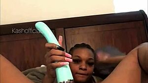 kashofficials' upclose ebony teen clit throbs squirting hard on vibrator orgasm