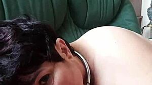 french maid marie chienne sucks two guys with uro play