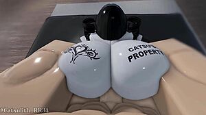 Ghost girl bends over for quickie doggystyle blowjob game