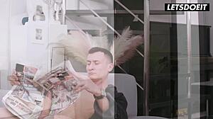 woke up to morning anal surprise then roommate threesome fuck