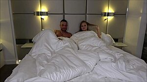 pillow fight turns raw bedroom sex no condom