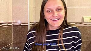 pregnant milf unleashes six huge piss squirts compilation