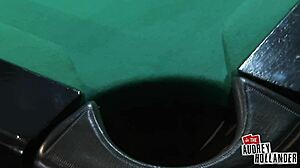 Audrey Bitoni Grinds Latex Bikini On Pool Cue To Explosive Anal Dildo Orgasm