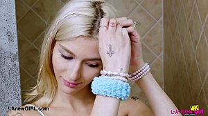 Picture-Perfect Blonde Enjoys Steamy Shower Tease
