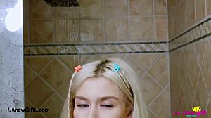 Picture-Perfect Blonde Enjoys Steamy Shower Tease