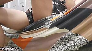 Filipina Milf's Skirt Tease While Watching TV