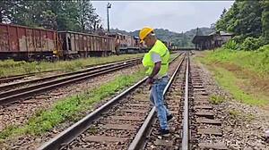 workers fixed the rail line but my passive buddy took it hard on the tracks teaser