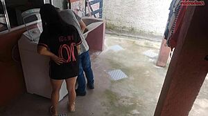 married housewife pays washing machine tech with big ass while husband is away