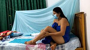 mLilF WITH GOOD CURVES TOUCHES HERSELF sensually AFTER BATH time GROPS ass