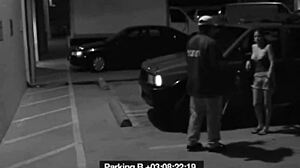 cheating slut girlfriend blows security guard's cock to dodge that fine