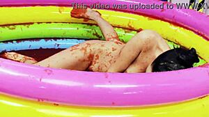 romana ryder and tammie lee get sexy fingering each other's pussies in wild lesbian jelly fight