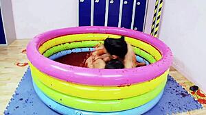 romana ryder and tammie lee get sexy fingering each other's pussies in wild lesbian jelly fight