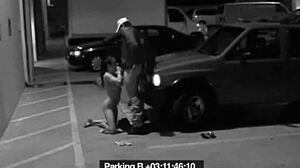 cheating slut girlfriend blows security guard's cock to dodge that fine