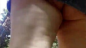 sexy fat mature bbw slurps cock deep in forest outdoor suck