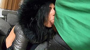 Love Sucking Huge Cock In Fur Hooded Down Jacket
