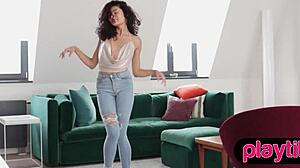 petite romanian beauty strips perky boobs bubble butt