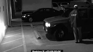 cheating slut girlfriend blows security guard's cock to dodge that fine