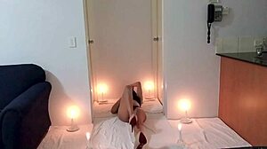 WATCH SEXY LADYBOY STRIP DANCE BY CANDLES - TRANS ANAIRB RIPS CLOTHES OFF!