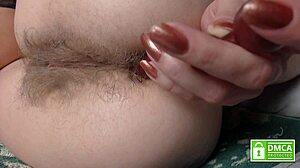 whoa, watch those anal beads pop from hairy ass 😈