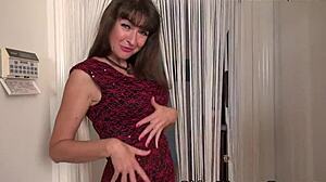 USA Mature Vanessa Fingers Pussy Through Leggings And Rips Clothes Off