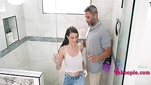 Stepdad sees my nipples, feels so hot!