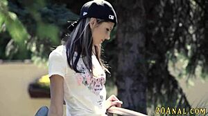 petite teen ass pounded hard outdoors cumming! 🍑💦🔥