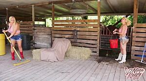 Naughty Curvy Cowgirls Ride BBC in Ranch Threesome