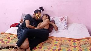 skinny indian teen gently fucks boyfriend in college bed