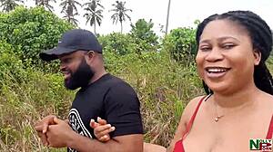 Ebony Babe's Passionate Bend Over By River