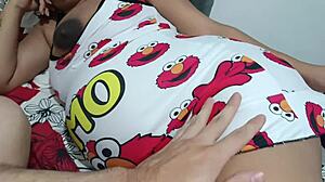 step-cousin keli in elmo pajamas begs for dick suck in homemade vid