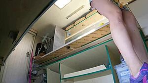 Naughty boss upskirts silly girl's miniskirt panties at work pov