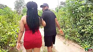 Ebony Babe's Passionate Bend Over By River