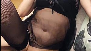 amateur milf wife rides cowgirl anal homemade lingerie stockings bent over doggystyle pussy sex
