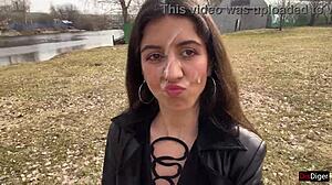 Cum Covered Girl Walks Park Shocking Strangers With Facial Load