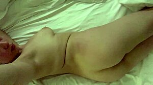 i finger my shaved pussy up close in this hotel room