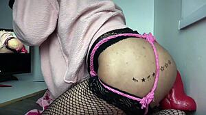 i'm destroying my narrow ass with this huge dildo as trans sissy femboy