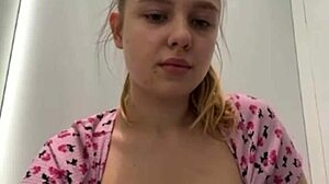 EXTREME TEEN SQUIRTS DILDO IN LOCKER ROOM PUBLIC!