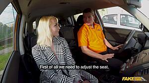 Blonde Bombshell Marllyn Sugar Fucks Instructor in Fake Driving School Car!