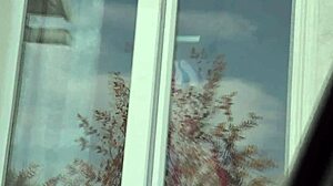 Taxi Driver Spots Stocking MILF's Bare Pussy Window Cleaning