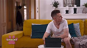 Step Mom Spanks Busty Amber Bloom During Couch Doggy