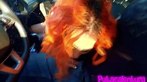Intriguing Stepmom Stepsister Revenge Blowjob in Car