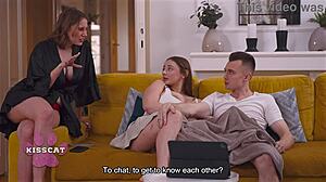 Step Mom Spanks Busty Amber Bloom During Couch Doggy