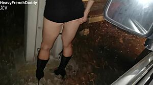 Street hooker sucks cock bareback squirts creampie pov